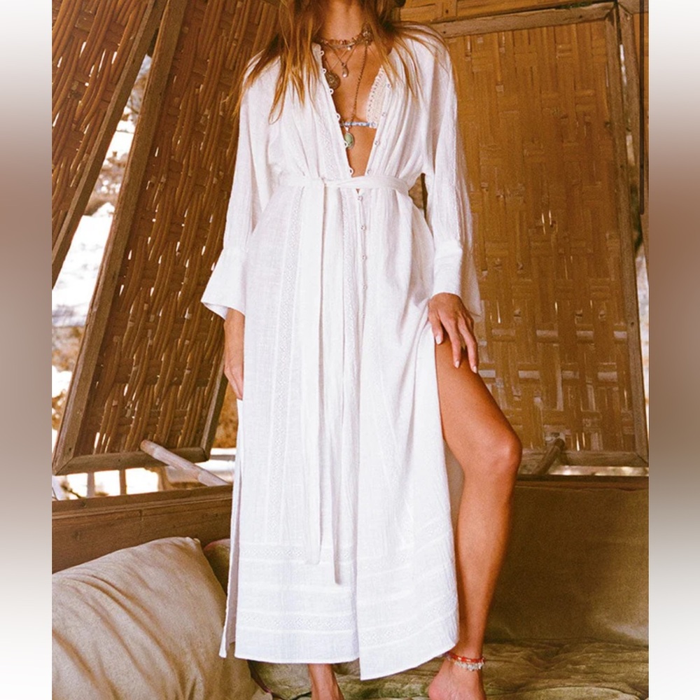 🏝️ Spell Serendipity Lace Button Through Dress in Jasmine